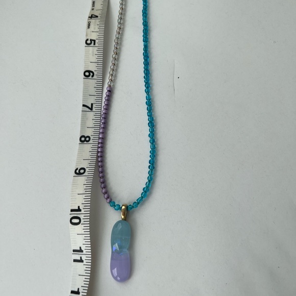 Turquoise and purple bead necklace and pendant - Picture 2 of 6